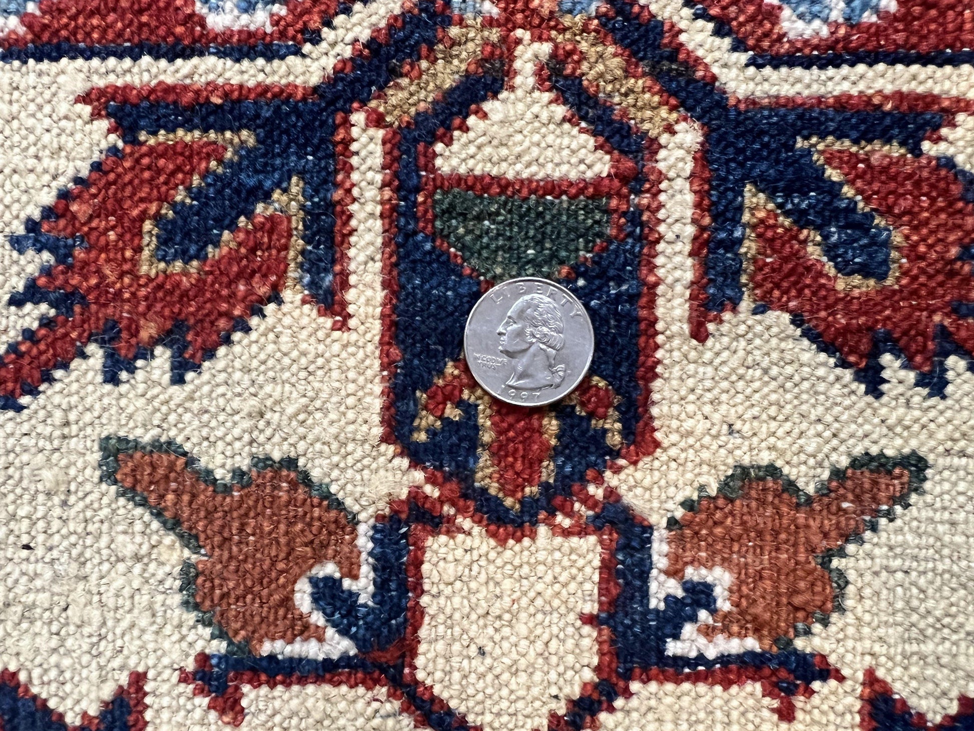 Afghan Heriz Runner Rug 2.9 x 12, Vintage Hand Knotted Persian Carpet for Hallway, 12ft Runner, Wool, Cream - Nuvé