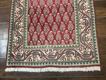 Persian Tabriz Runner Rug 3x16, Paisley Boteh Design, Red and Cream, Rug for Hallway, 16ft Wool Runner - Nuvé