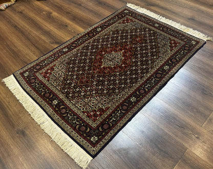 Persian Tabriz Rug 3x5, Wool on Silk Foundation, Very Fine 550 KPSI, Dark Navy Blue - Nuvé