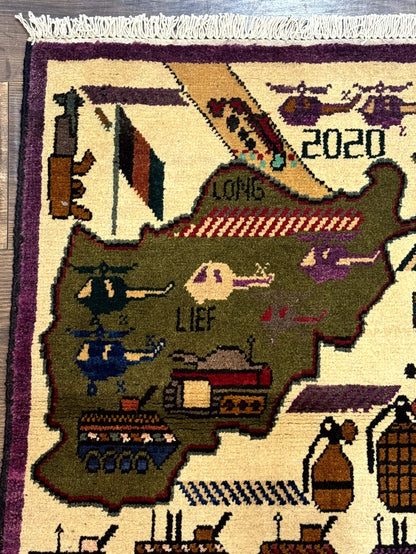 Small Afghan War Rug, Collectible, Wool - Nuvé