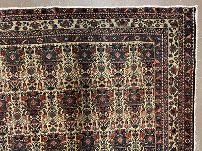 Antique Persian Afshar Rug 5x7, Wool Hand Knotted Oriental Carpet 5 x 7 ft, Repeated Motif Allover, Cream and Maroon, Tribal Rug, Medium Sized Rug,  Zil-i-Sultan Design - Nuvé