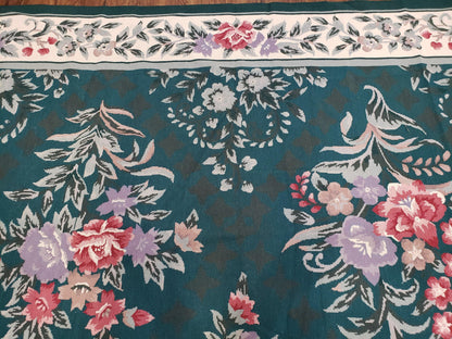 Chinese Needlepoint Rug 8x10, Vintage Green Area Rug, Hand-Woven Flatweave Floral European Design Carpet Wool Handmade 8x 10 Living Room Rug - Nuvé