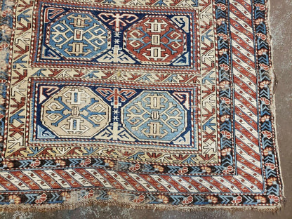 Antique Caucasian Rug 3x5, Shirvan Kazak Tribal Carpet - Nuvé