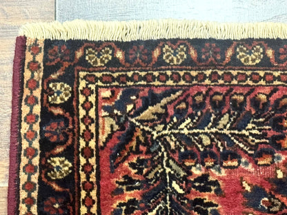Small Antique Persian Sarouk Rug 2x2 ft, Red 1920s Wool Rug - Nuvé