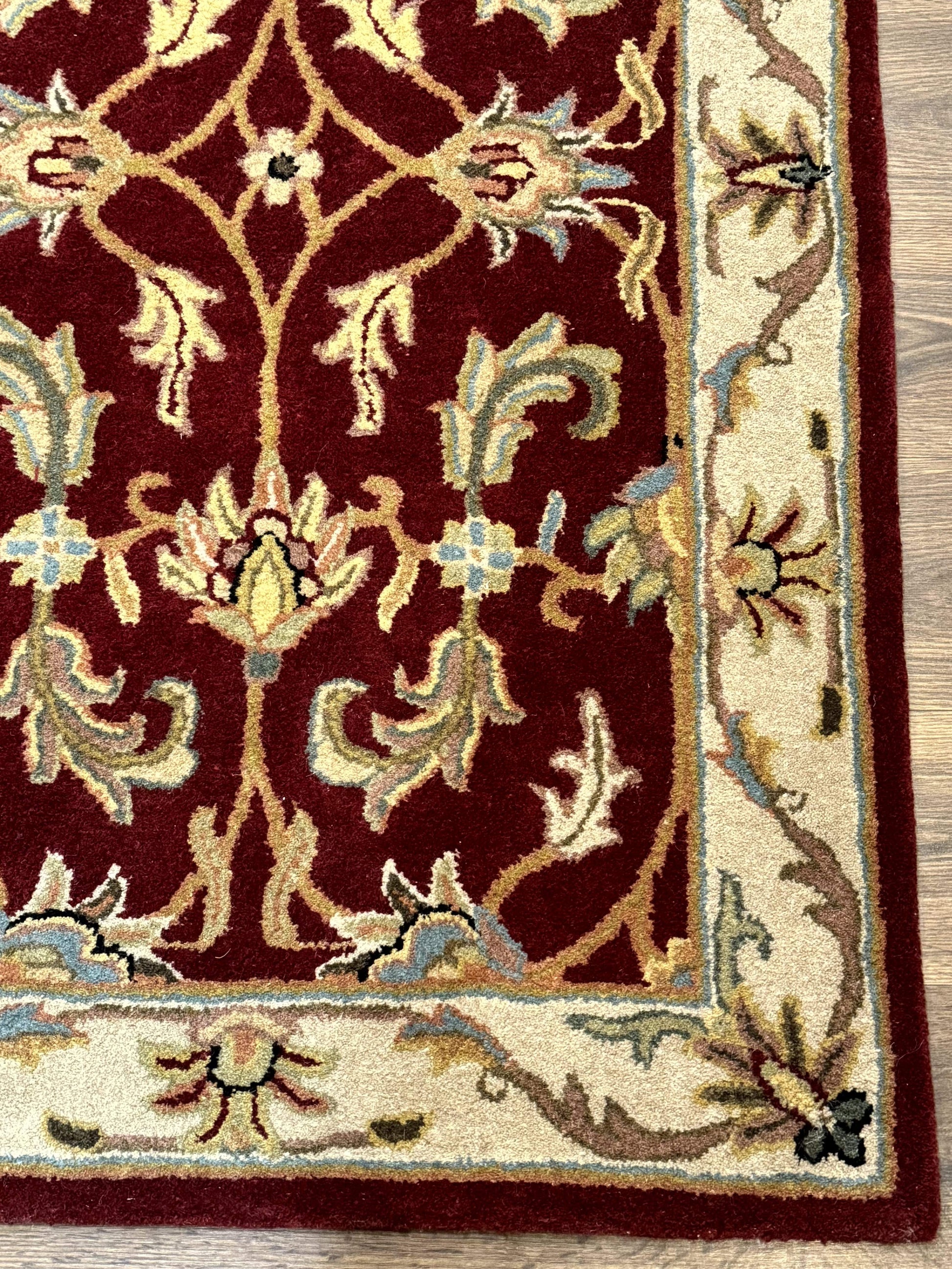 Small Floral Wool Rug 3x5, Safavieh Heritage Collection, Dark Red, Pair A - Nuvé