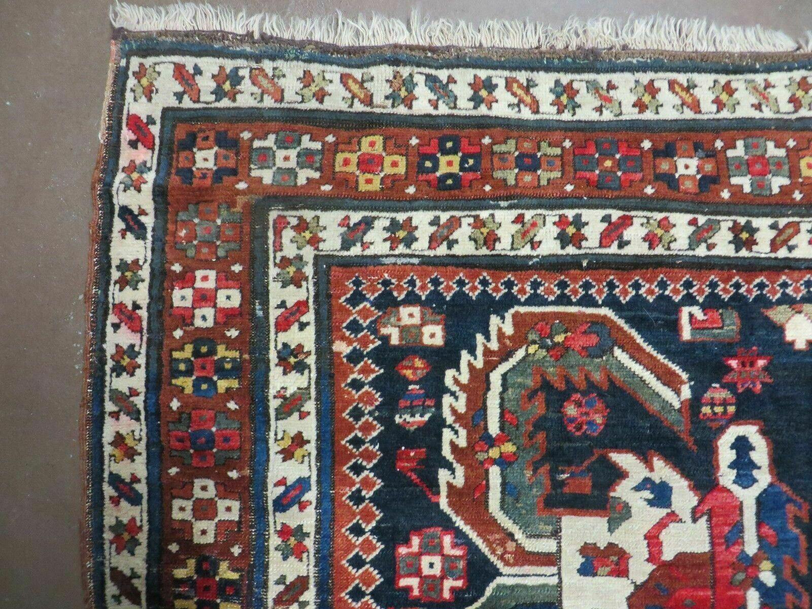 3' 7" X 14' Antique Handmade Caucasian Wool Rug Carpet Nice - Nuvé