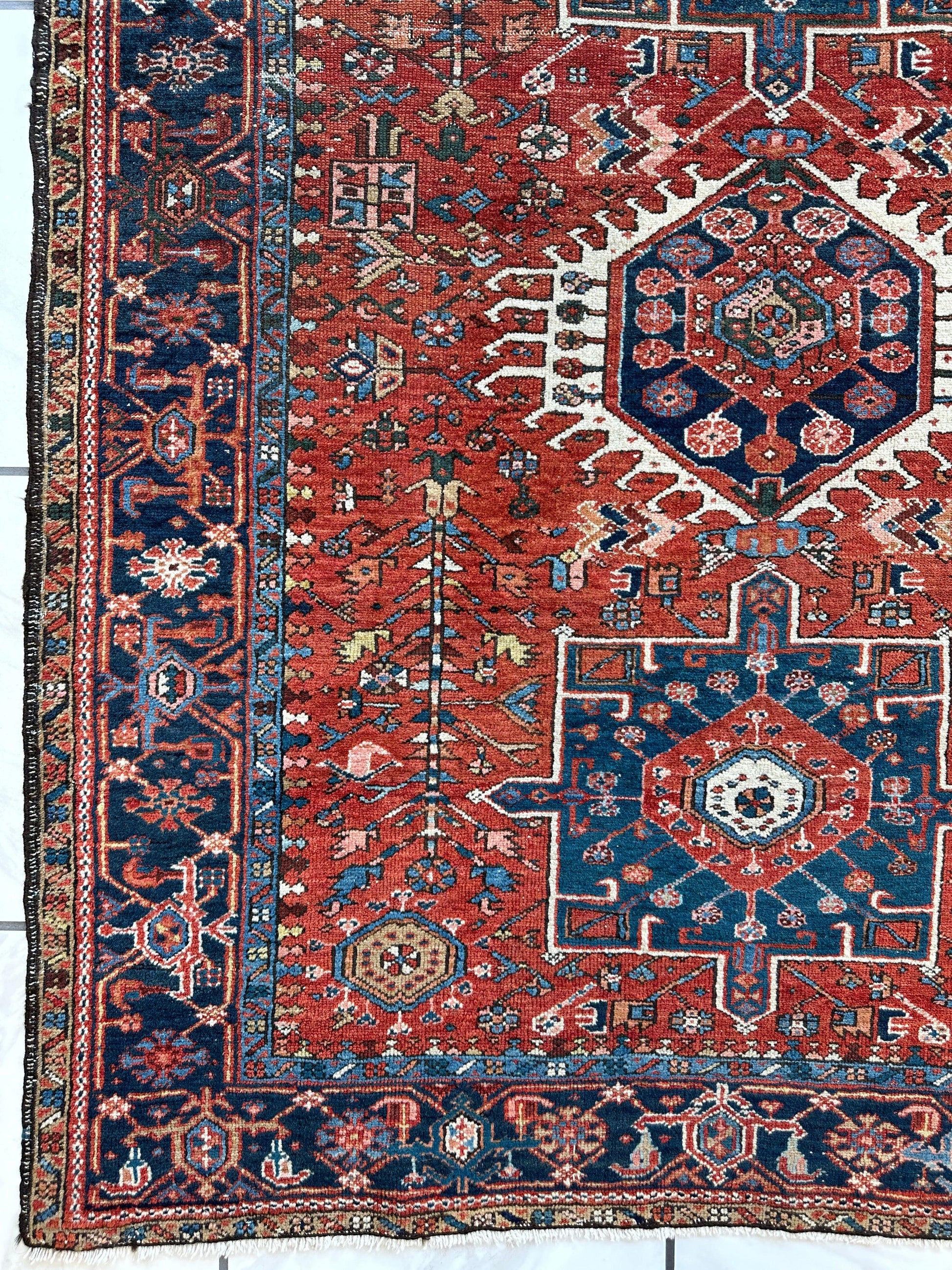 KARAJA Persian Antique Heriz Rug  4'9" x 6' - Nuvé