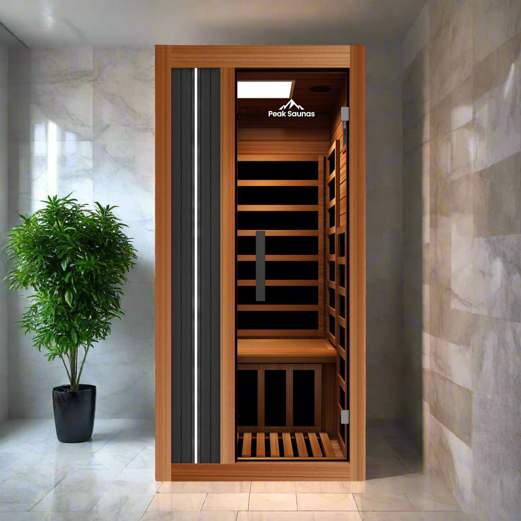 Peak Saunas Aspen Luxury 1-Person FAR Infrared Sauna with Smart WiFi App Control - Nuvé