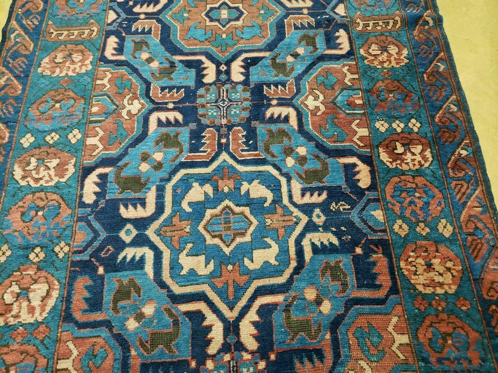 3'10" X 10' Antique Caucasian Seychor Rug Hand Made Wool Carpet Organic Dye Nice - Nuvé