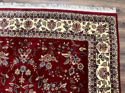 Indo Persian Rug 8x10, Red and Cream, Floral, Pande Cameron - Nuvé