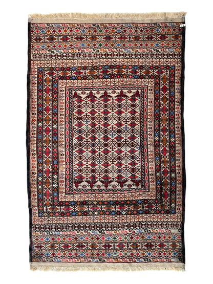 Hand-Woven Afghani Maliki Soumak Wool Kilim Rug - 4'2" x 6'6" - Nuvé