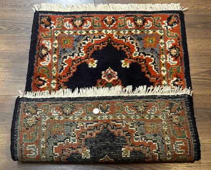 Small Indo Persian Rug 2x3, Navy Blue & Terracotta, Wool, Handmade - Nuvé