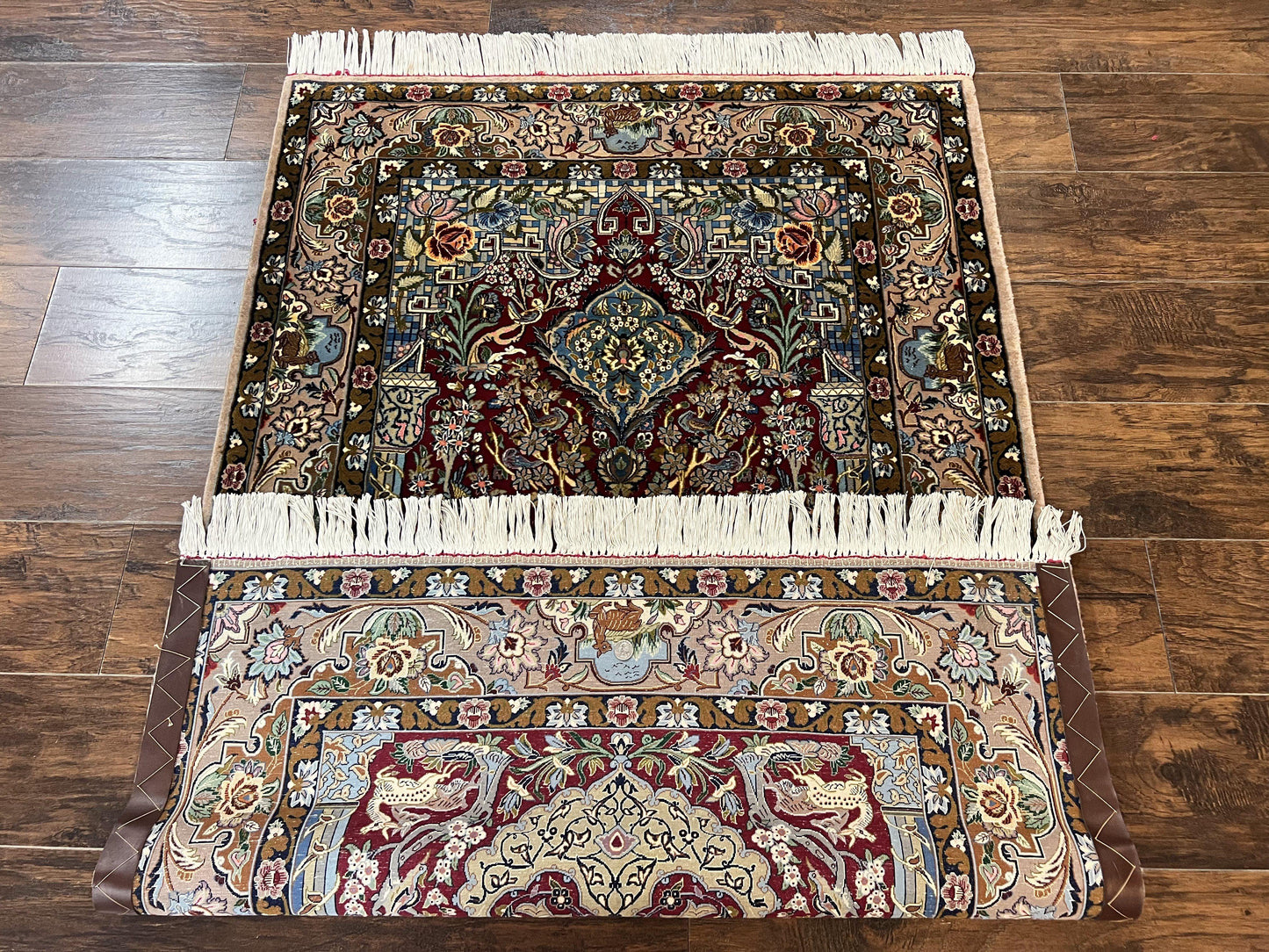 Marvelous Persian Isfahan Rug 3.7 x 5.6, Tree of Life and Animal Pictorials, Handmade Vintage Super Fine 600 KPSI, Kork Wool  Silk Highlights, Rare - Nuvé