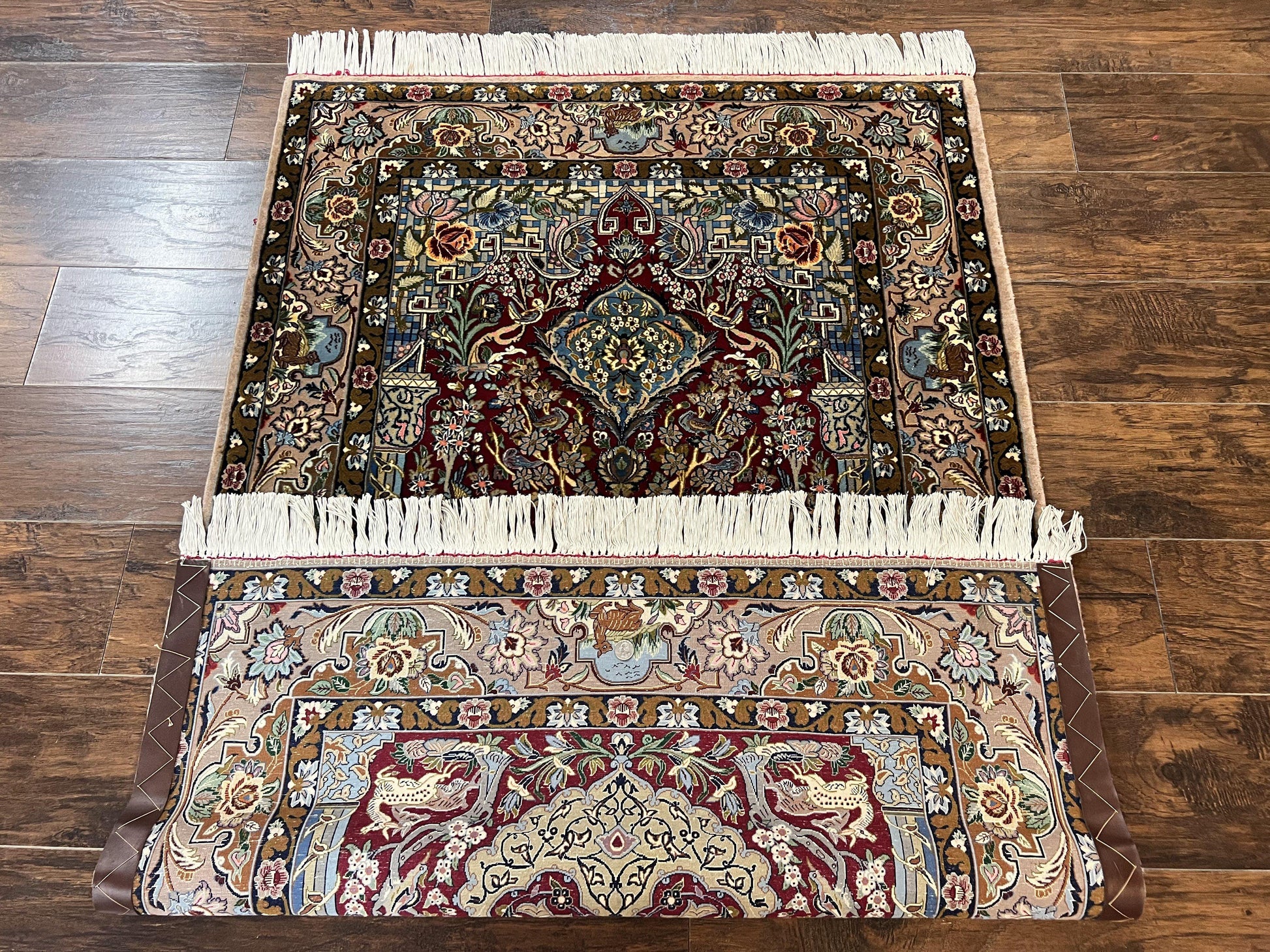 Marvelous Persian Isfahan Rug 3.7 x 5.6, Tree of Life and Animal Pictorials, Handmade Vintage Super Fine 600 KPSI, Kork Wool  Silk Highlights, Rare - Nuvé
