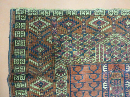 Antique Turkoman Ensi Wool Rug 4x5 - Nuvé