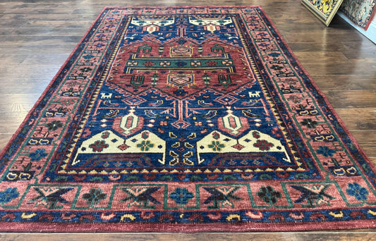 Persian Tribal Heriz Design Rug 6x9, Pottery Barn Rug, Hand Knotted Wool Vintage Rug - Nuvé