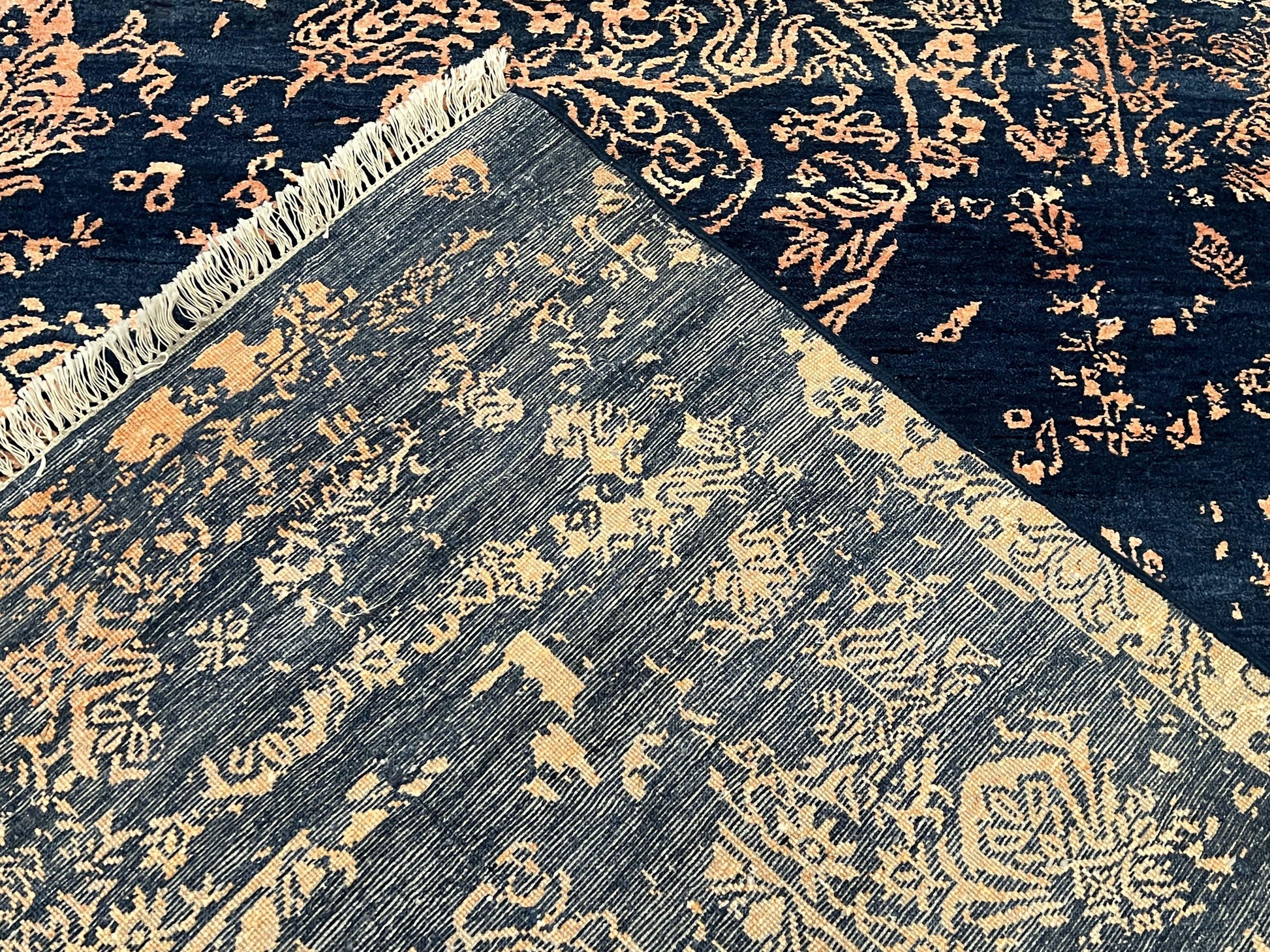 Area Rug 8x10 High Quality Handmade Oriental Carpet, Modern Contemporary Rug, Rug for Living Room, Wool Rug, Blue and Gold, Pakistani Rug - Nuvé