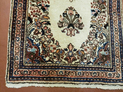 2' 7" X 4' Vintage Handmade Indian Medallion Wool Floral Beige Rug - Nuvé
