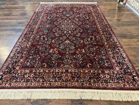 5.9 x 9 Karastan Rug Red Sarouk Rug #785, 100% Wile Pile Carpet, Original 700 Series, Vintage - Nuvé