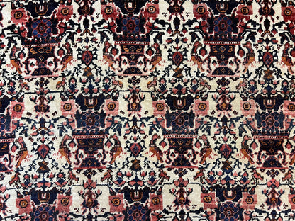 Persian Afshar Rug 6x8, Wool Hand Knotted Semi Antique Vintage Carpet, Floral Allover, Repeated Birds Flowers Vases Motifs - Nuvé