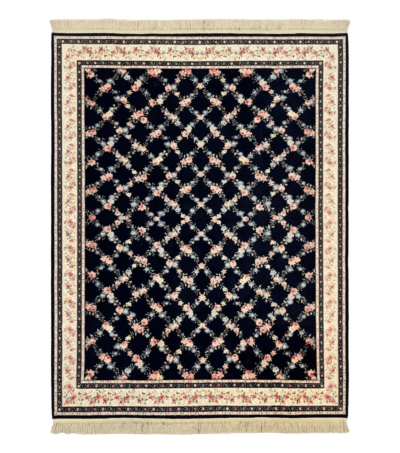 Karastan Rug 8.8 x 12, Garden of Eden #509/1270, Ebony Trellis, Vintage Discontinued Wool Pile Karastan Carpet