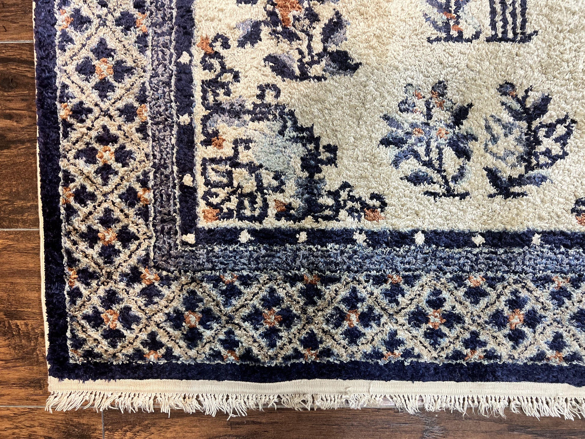 Silk Chinese Rug 3x5, Vintage Handmade Peking Carpet, Asian Oriental Art Deco Rug - Nuvé