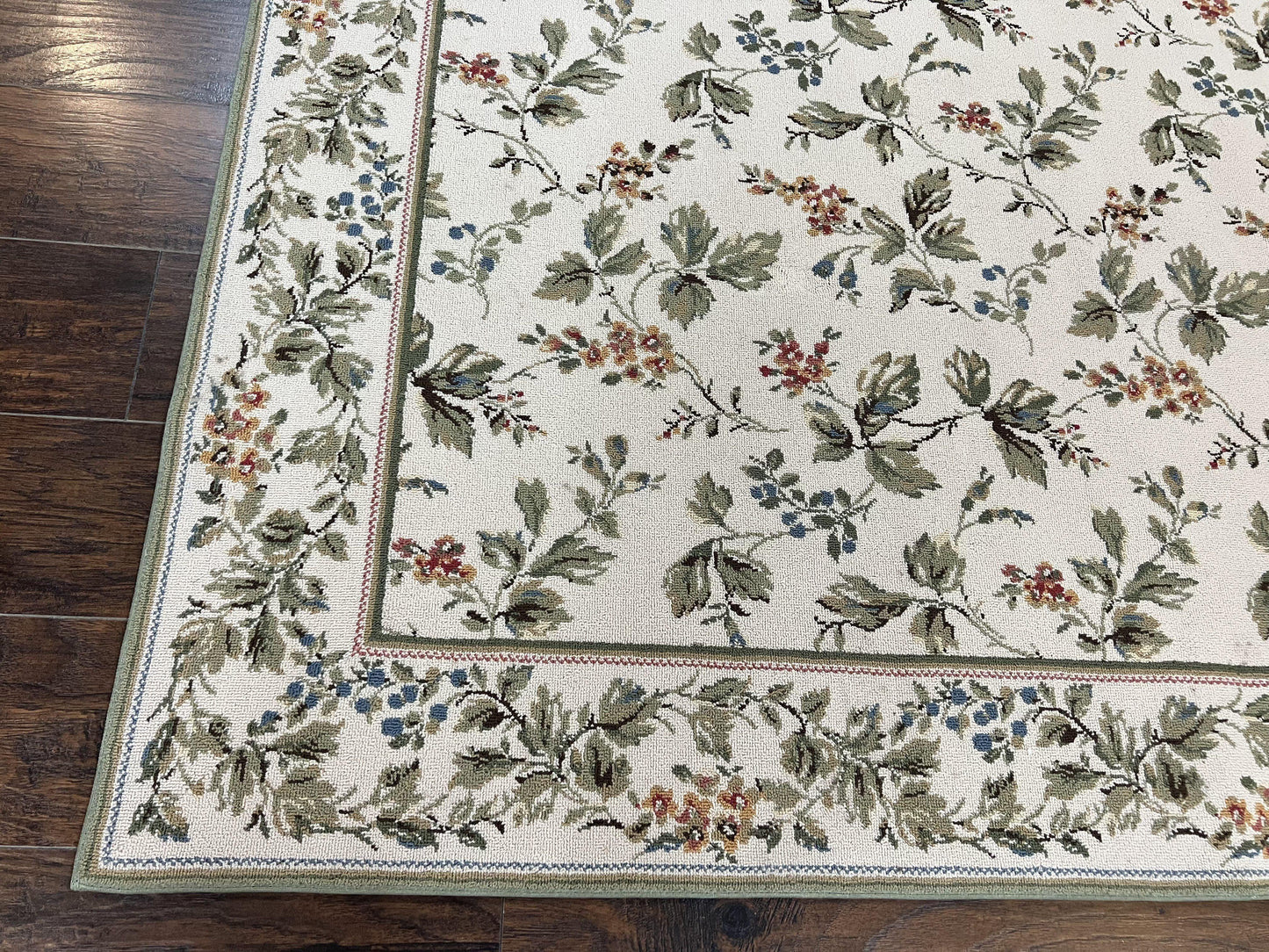 Vintage Stark Carpet 7x10, Ivory and Green, European Aubusson Design, Allover Pattern, Stark Rug - Nuvé