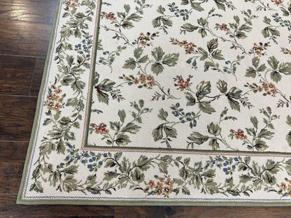 Vintage Stark Carpet 7x10, Ivory and Green, European Aubusson Design, Allover Pattern, Stark Rug - Nuvé