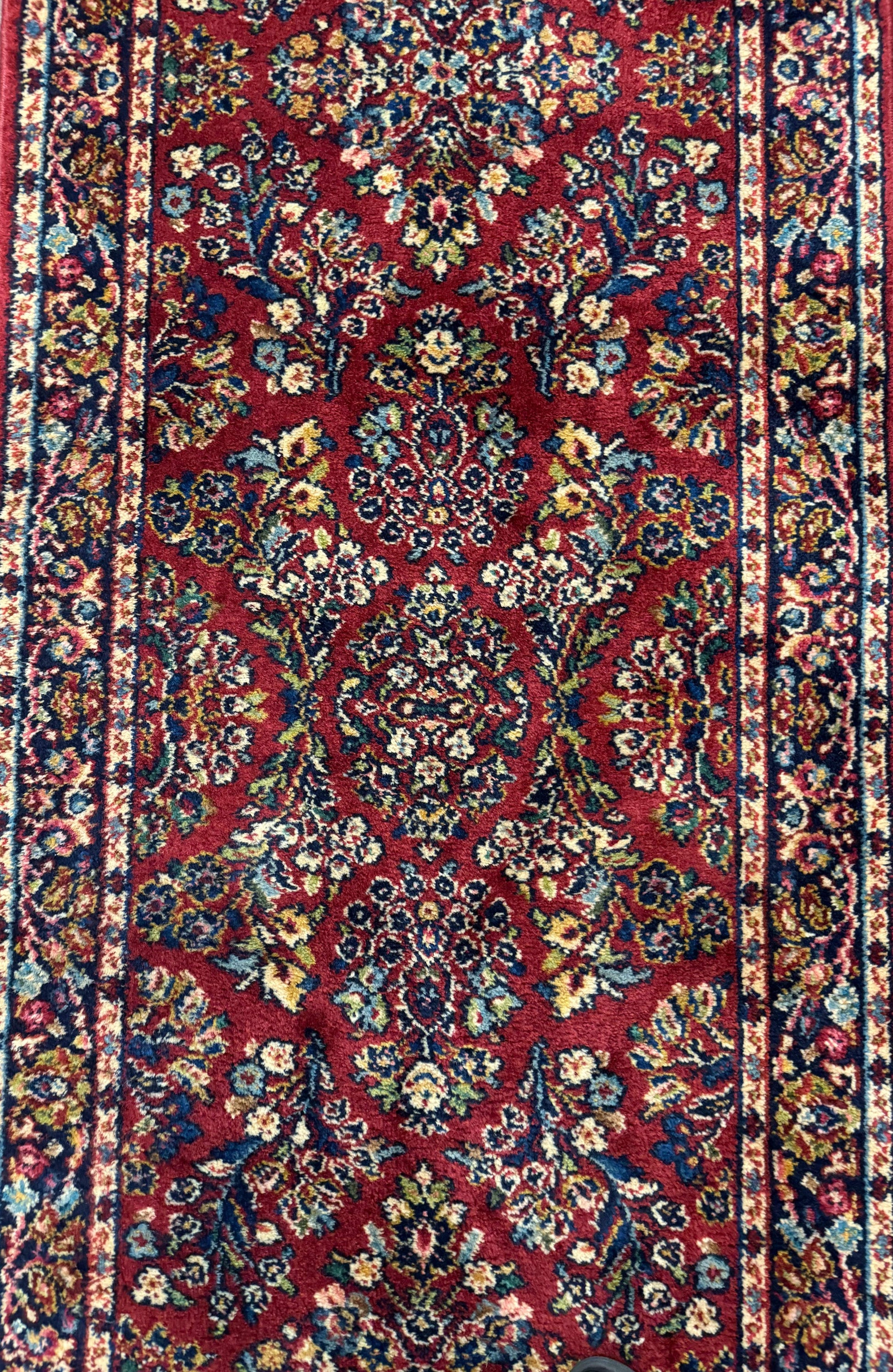 Karastan Runner Rug 2.6 x 8.6, Red Sarouk #785, Original 700 Series, Wool, Rare - Nuvé