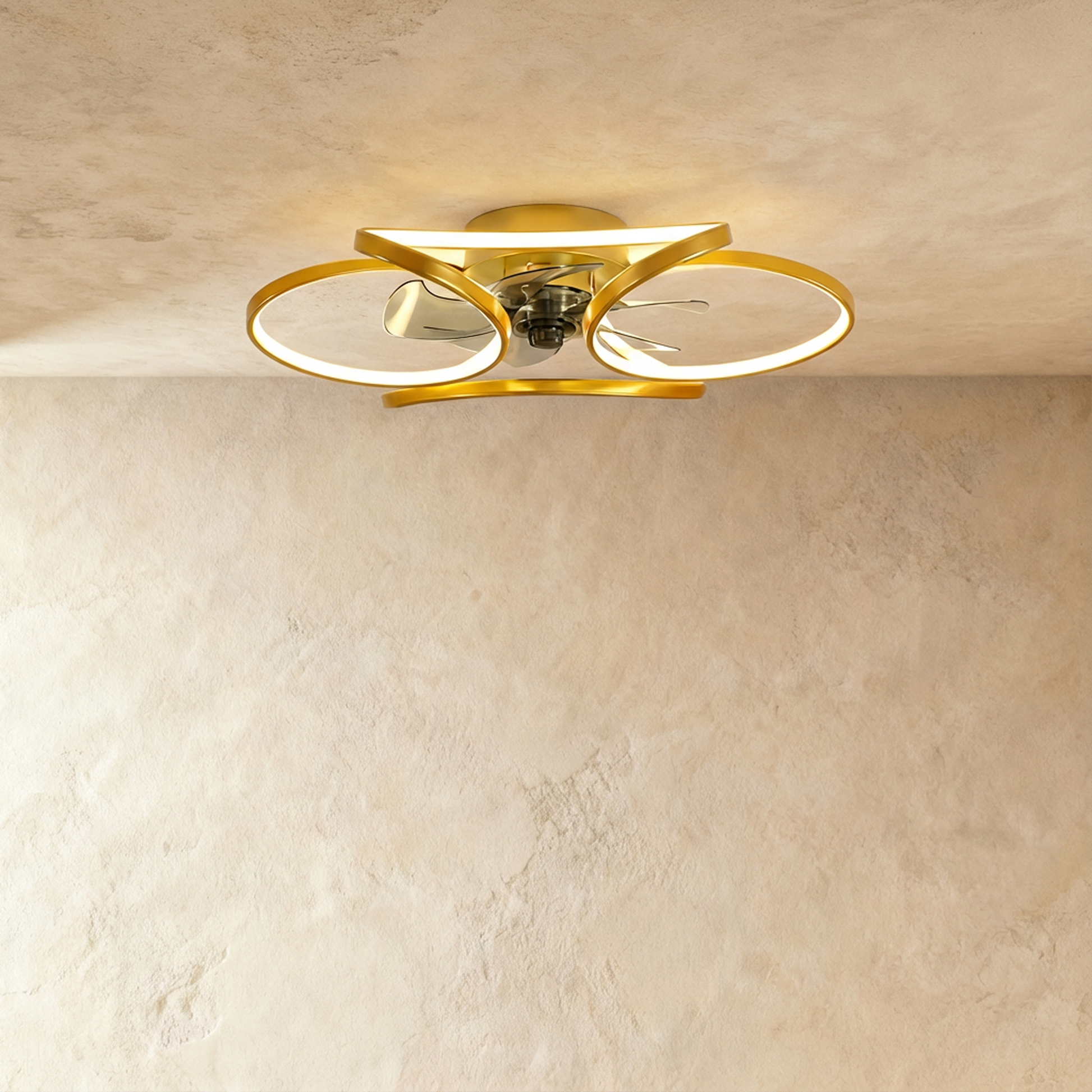 Residence Supply Mirwaha ceiling light and fan fixture with modern design, featuring a sleek white finish and integrated lighting.