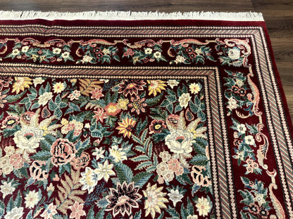 Pakistani Rug 9x12 William Morris Maroon Vintage Floral Wool - Nuvé