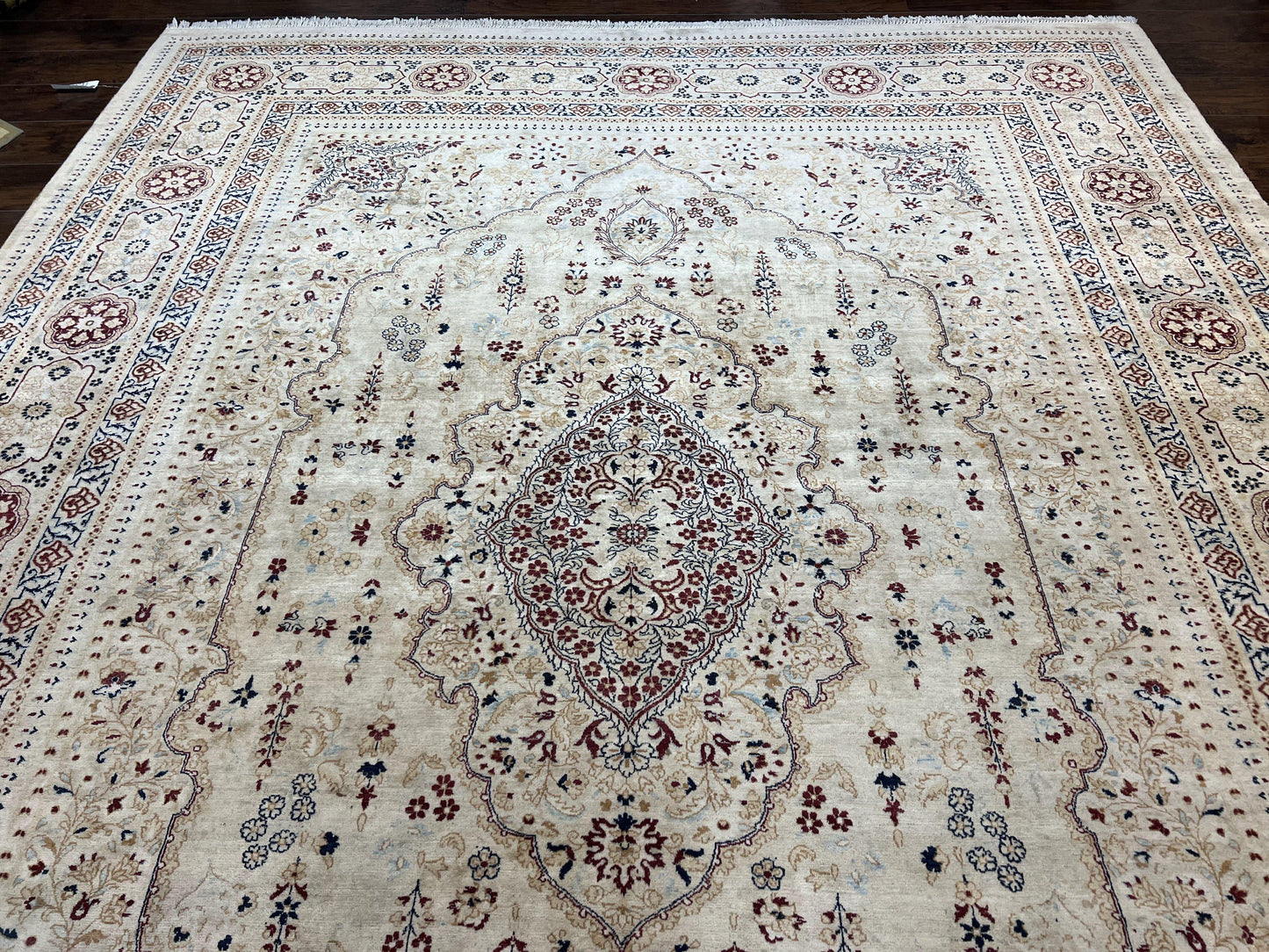 Pak Persian Rug 9x11, Very Fine Hand Knotted Oriental Carpet, Haji Jalili Design, Ivory/Cream, Wool Handmade Room Sized Rug 9 x 11 ft, Nice - Nuvé