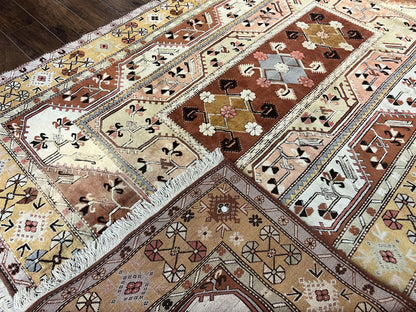 Turkish Rug 7x10, Wool Hand Knotted Vintage Carpet, Geometric Kazak Pattern - Nuvé