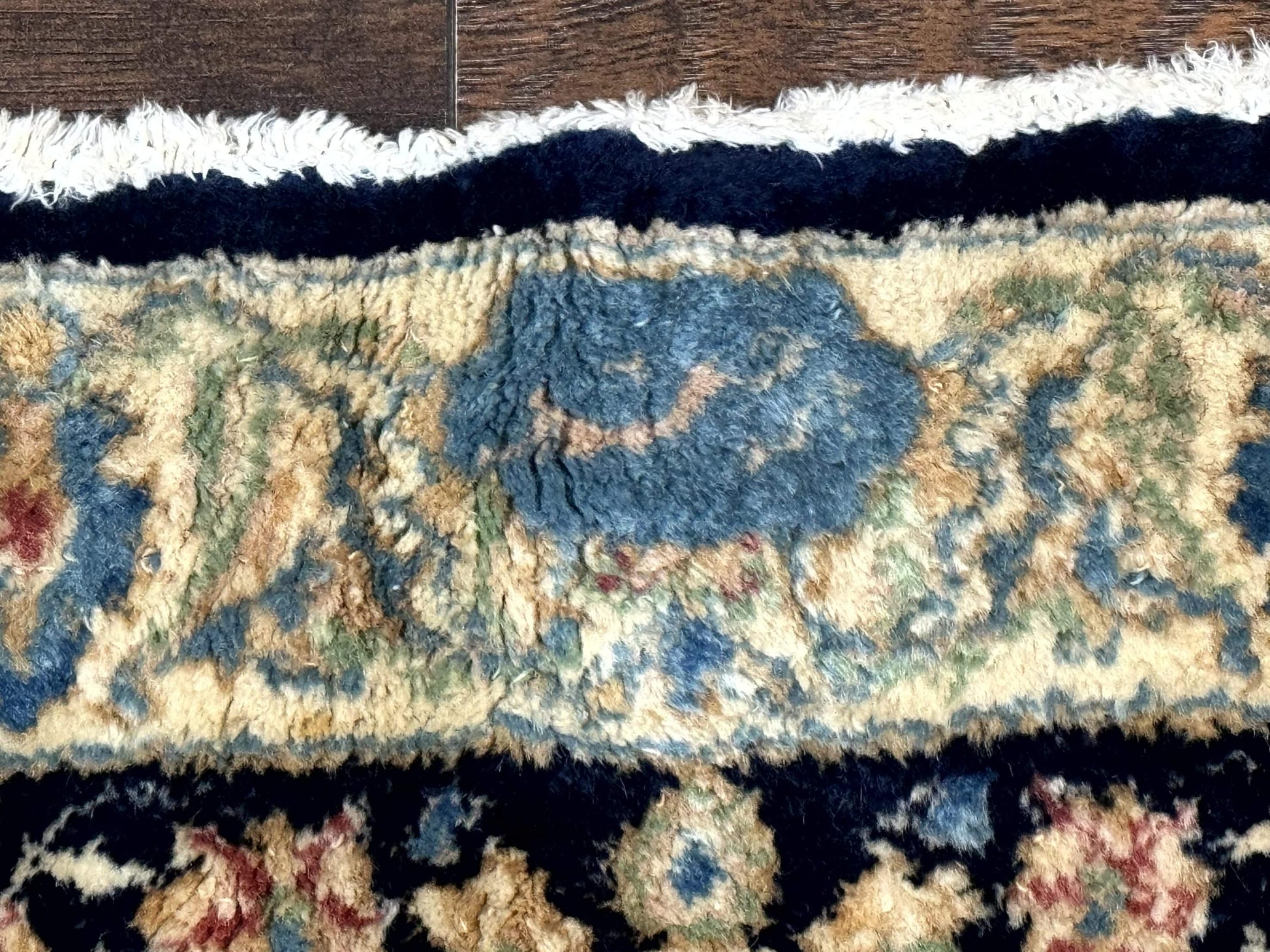 Large Persian Kerman Rug 10x14, Navy Blue and Beige, Floral Medallion, Traditional Elegant Persian Carpet, Signed by Masterweaver - Nuvé