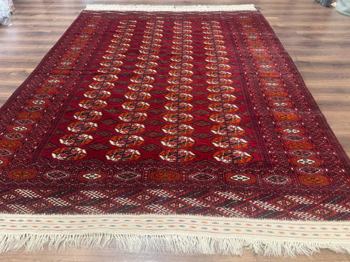 Persian Turkoman Rug 7x9, Red Tribal Carpet - Nuvé