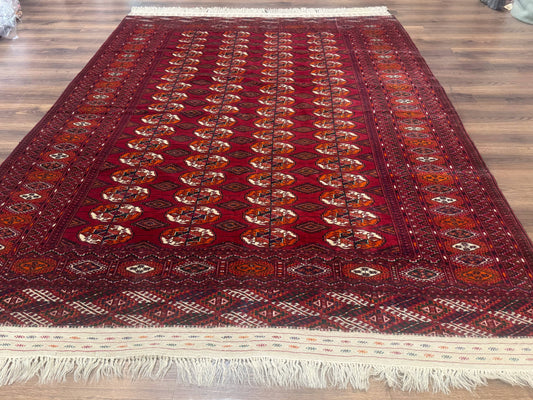 Persian Turkoman Rug 7x9, Red Tribal Carpet - Nuvé