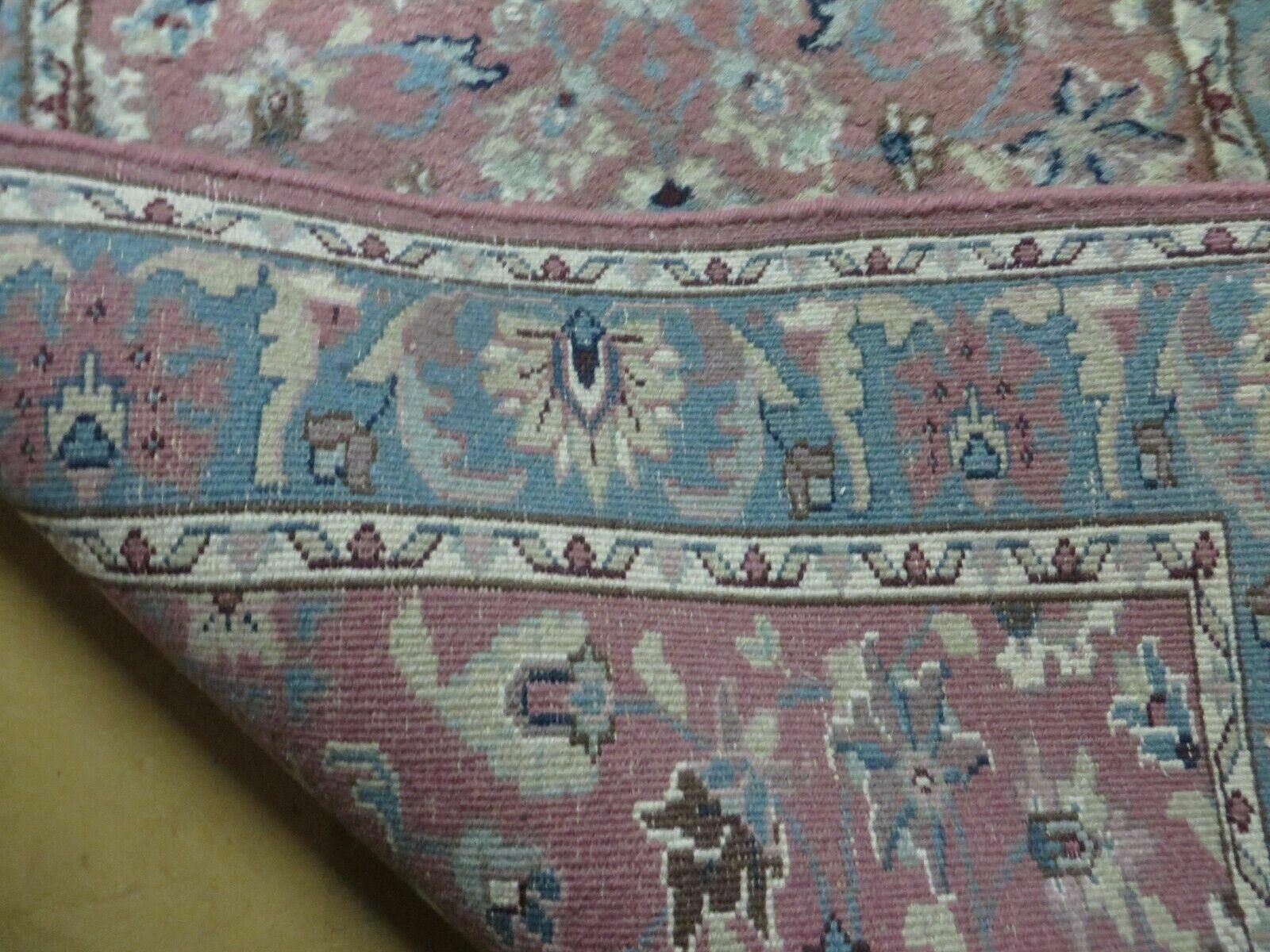 Indo Persian Runner Rug 2.8 x 12, Wool Hand Knotted, Pink and Light Blue - Nuvé