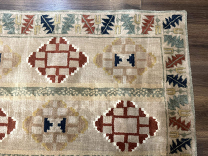 Geometric Design Area Rug 5x8, Beige and Rust Red - Nuvé