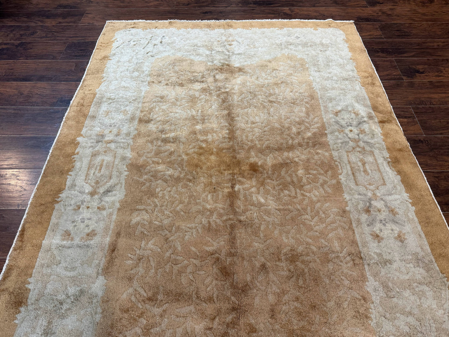 Chinese Peking Rug 5x7, Golden-Tan, Vintage Chinese Wool Carpet - Nuvé