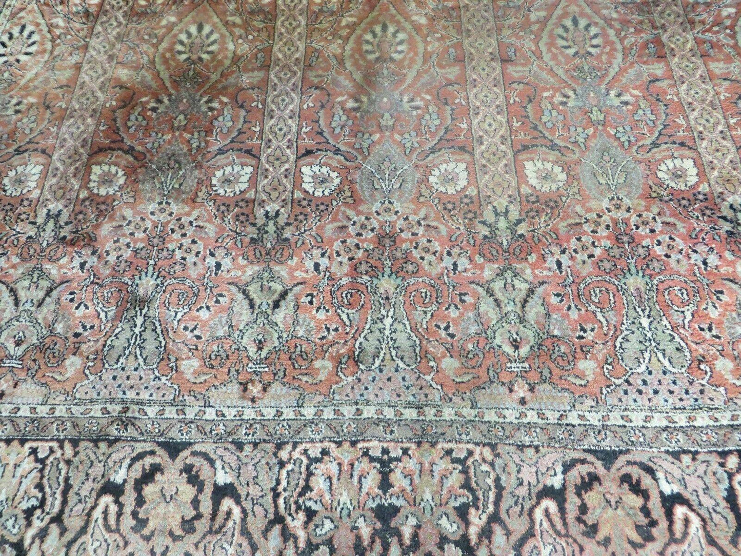6' X 6' Vintage Handmade Fine Indian Silk Rug Kashmir Square Nice - Nuvé