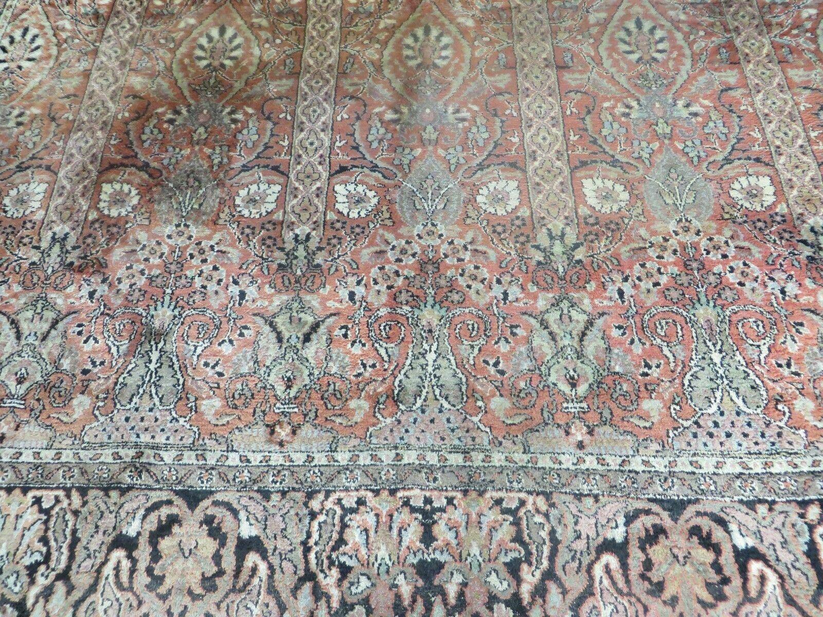 6' X 6' Vintage Handmade Fine Indian Silk Rug Kashmir Square Nice - Nuvé
