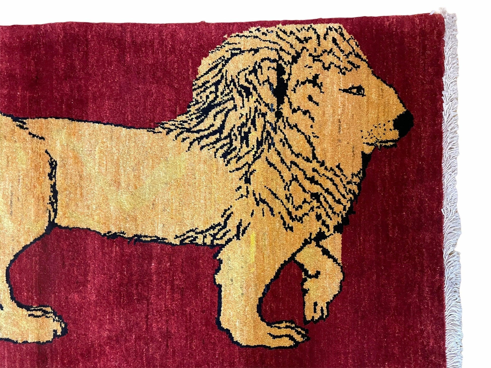 3 X 5 Handmade Hand-Knotted Quality Wool Rug Lion Red Veg Dyes Tribal Pictorial - Nuvé