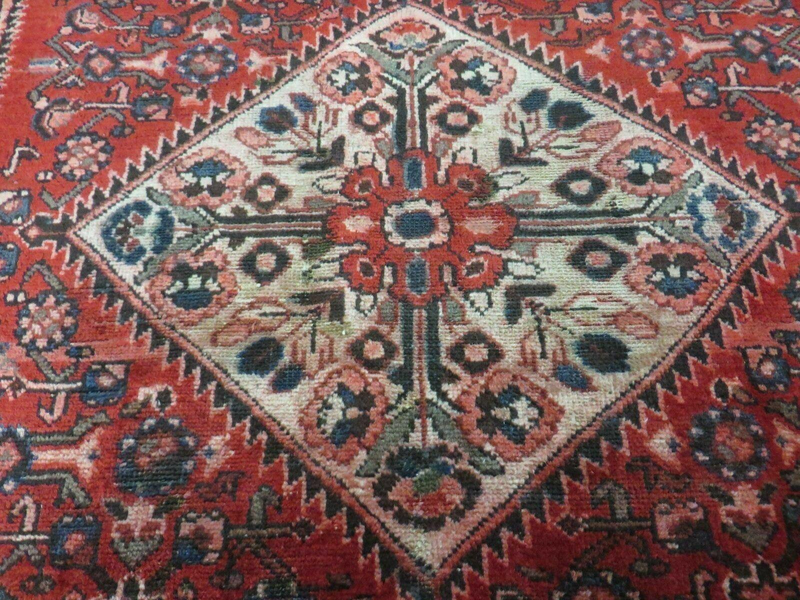5' 6" X 10' Antique Handmade India Floral Oriental Wool Rug Veg Dyes Red Nice - Nuvé