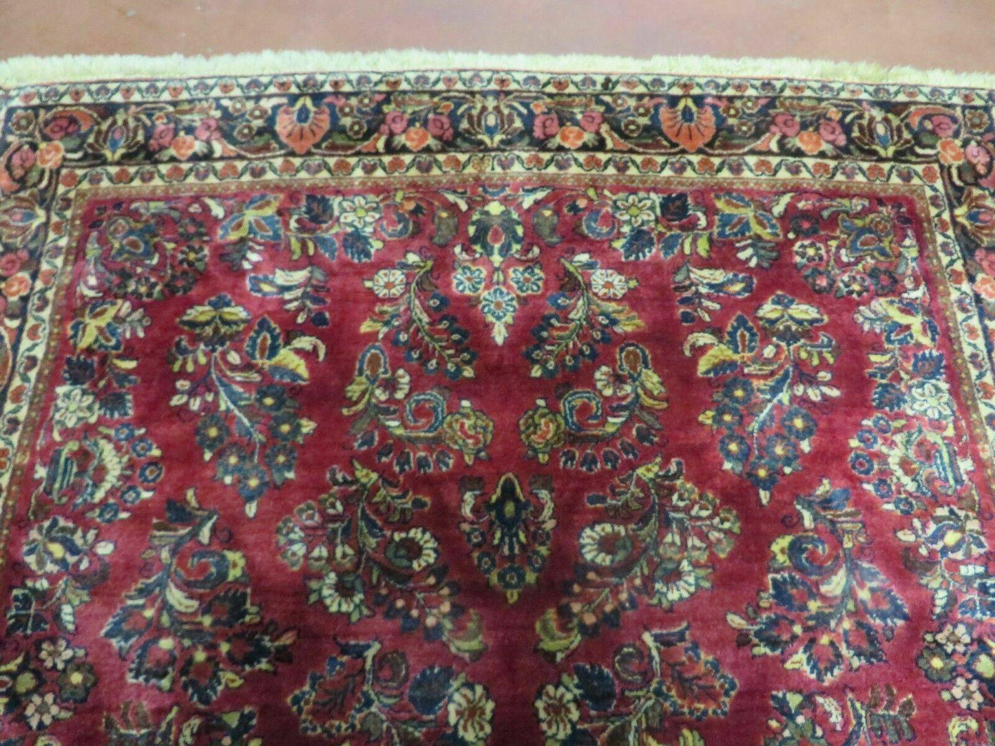 Persian Sarouk Rug 4x6, Red, Floral, Antique - Nuvé