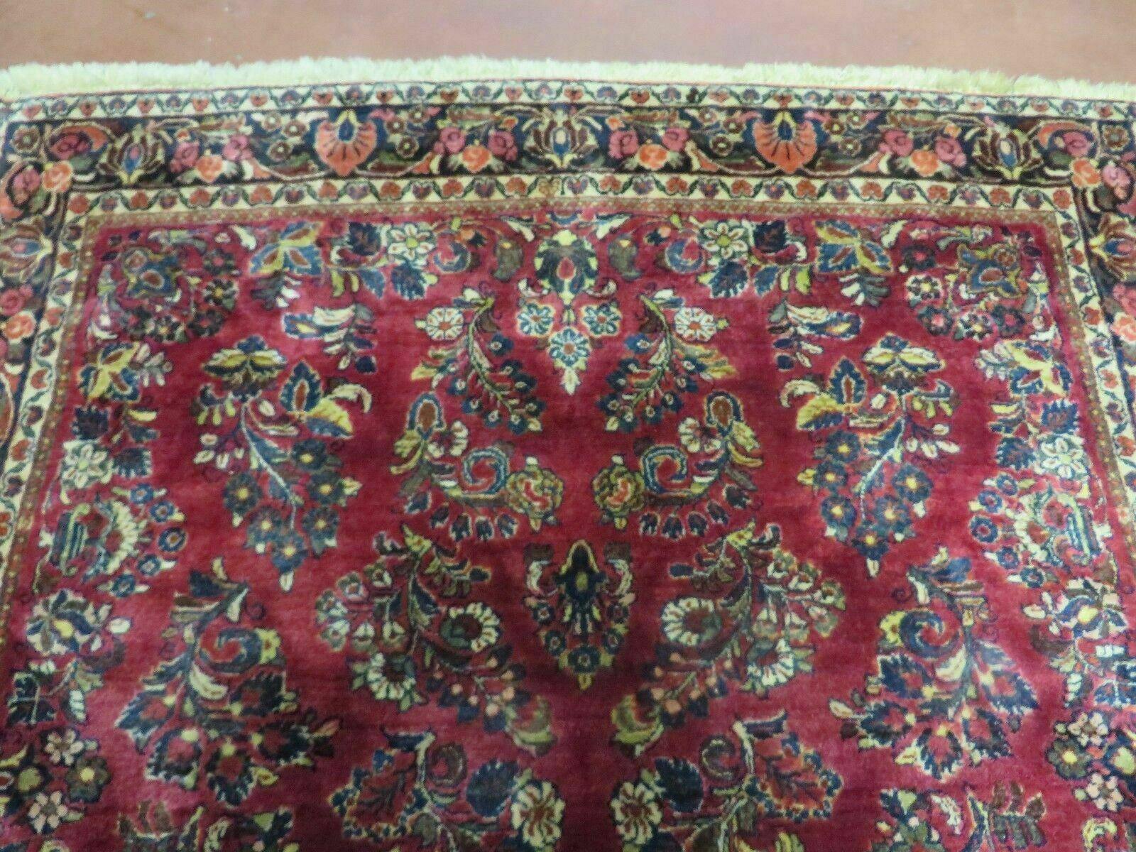 Persian Sarouk Rug 4x6, Red, Floral, Antique - Nuvé