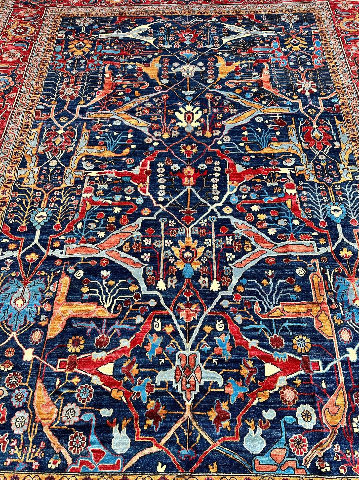 Hand-Knotted Afghani Bidjar Wool Rug – 9’x12’ – Intricate Geometric & Floral Motifs - Nuvé