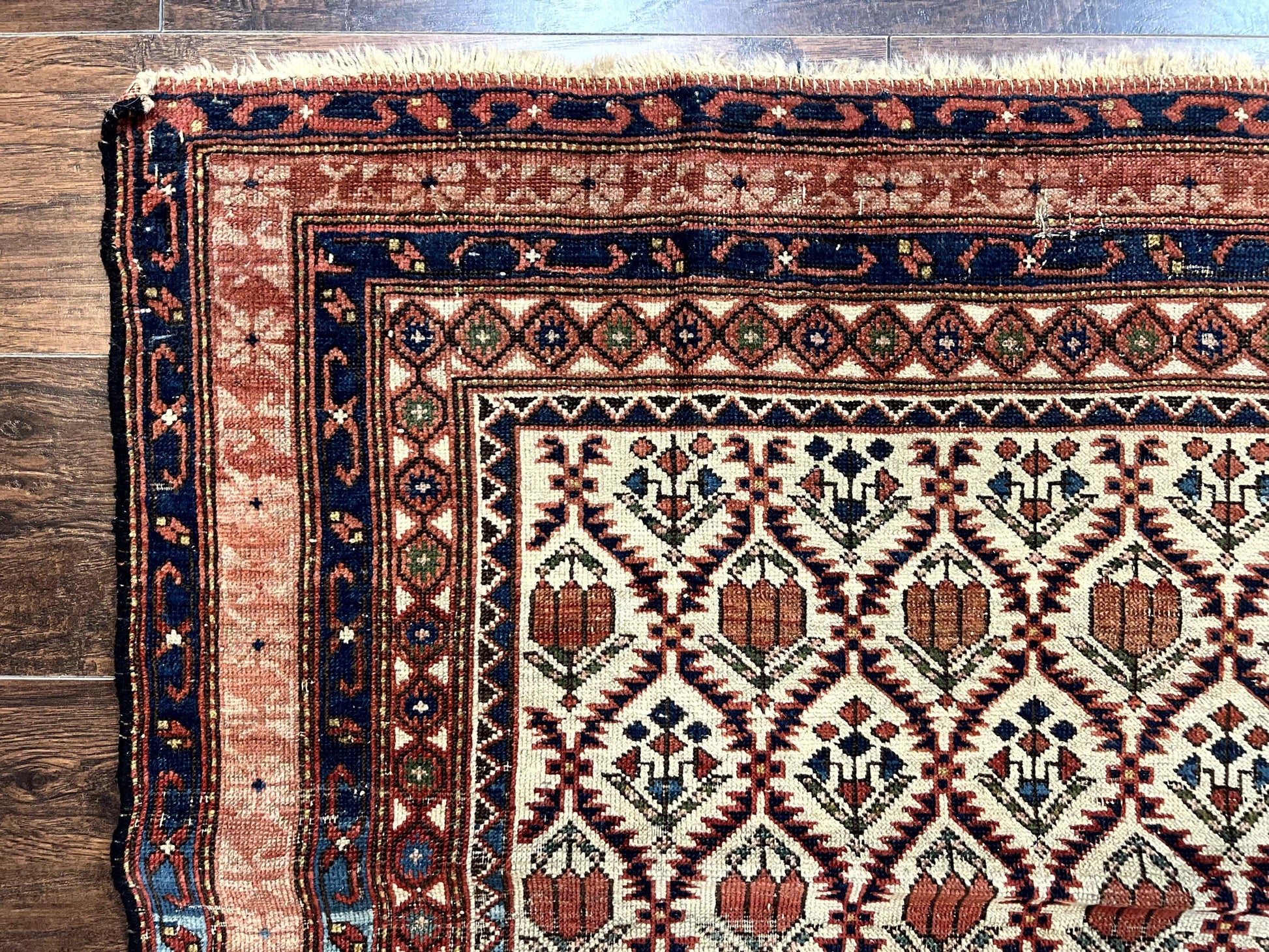 Antique Caucasian Rug 4x6, Hand Knotted Wool Carpet, Shirvan Rug - Nuvé