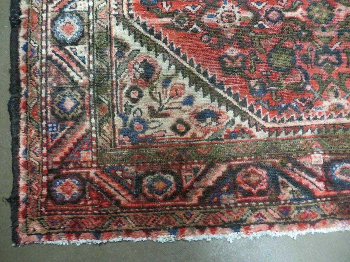 5' 6" X 10' Antique Handmade India Floral Oriental Wool Rug Veg Dyes Red Nice