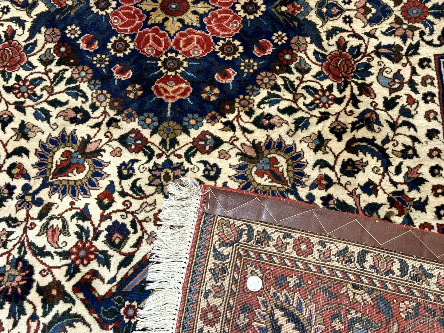 Persian Rug 7x10, Bakhtiari Saman Rug, Unique Design and Colors, Ivory Red Blue, Large Tribal Rug - Nuvé