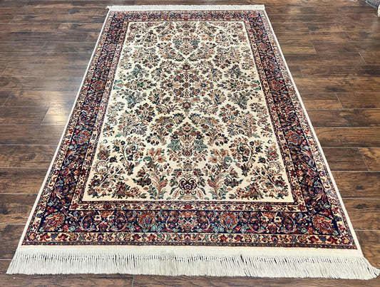Karastan Rug 5.9 x 9 Ivory Sarouk #760, Vintage Wool Original Collection 700 Series, Discontinued - Nuvé